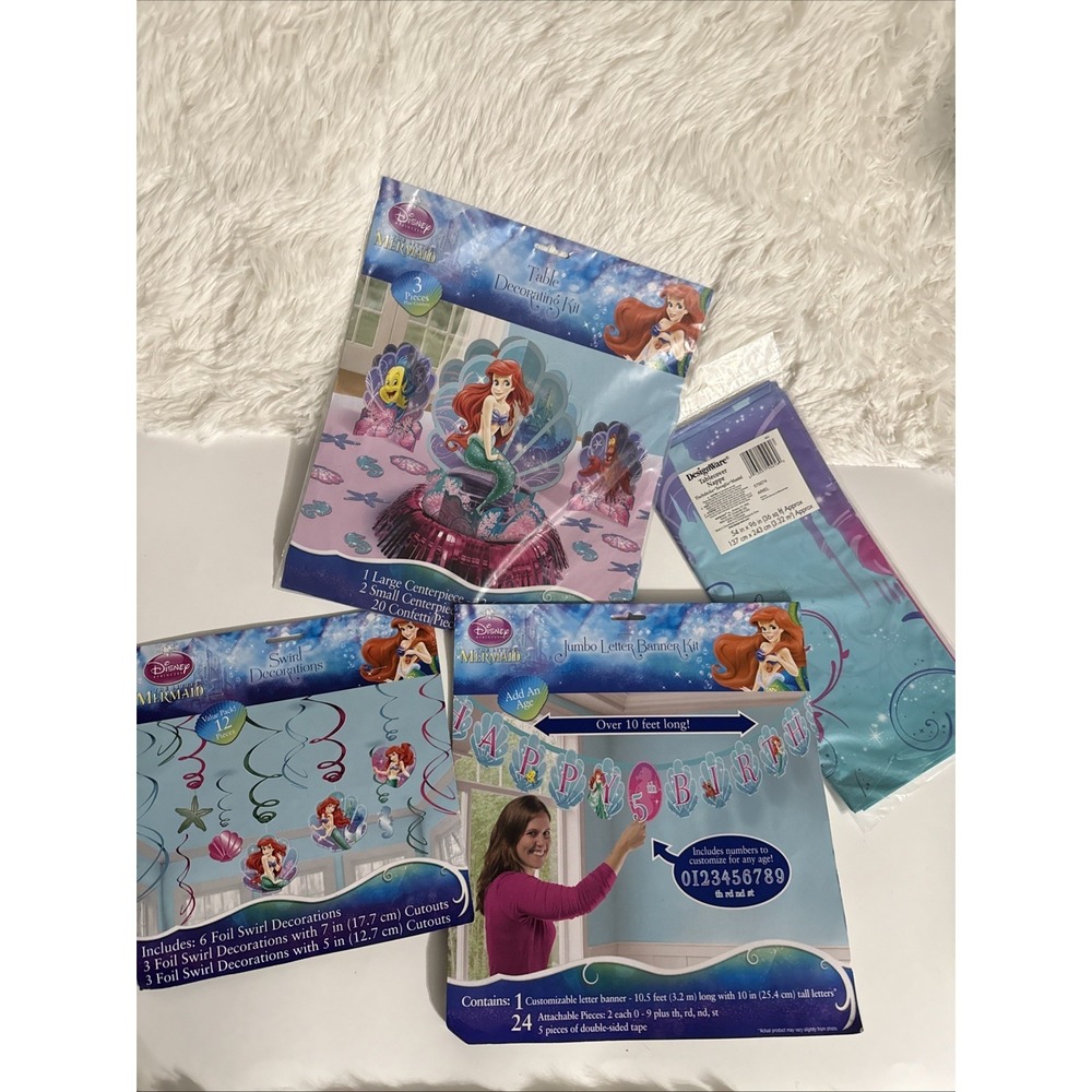 Mermaid Party Supplies Girls Birthday Party‎ Table Decorations Banner Tablecloth